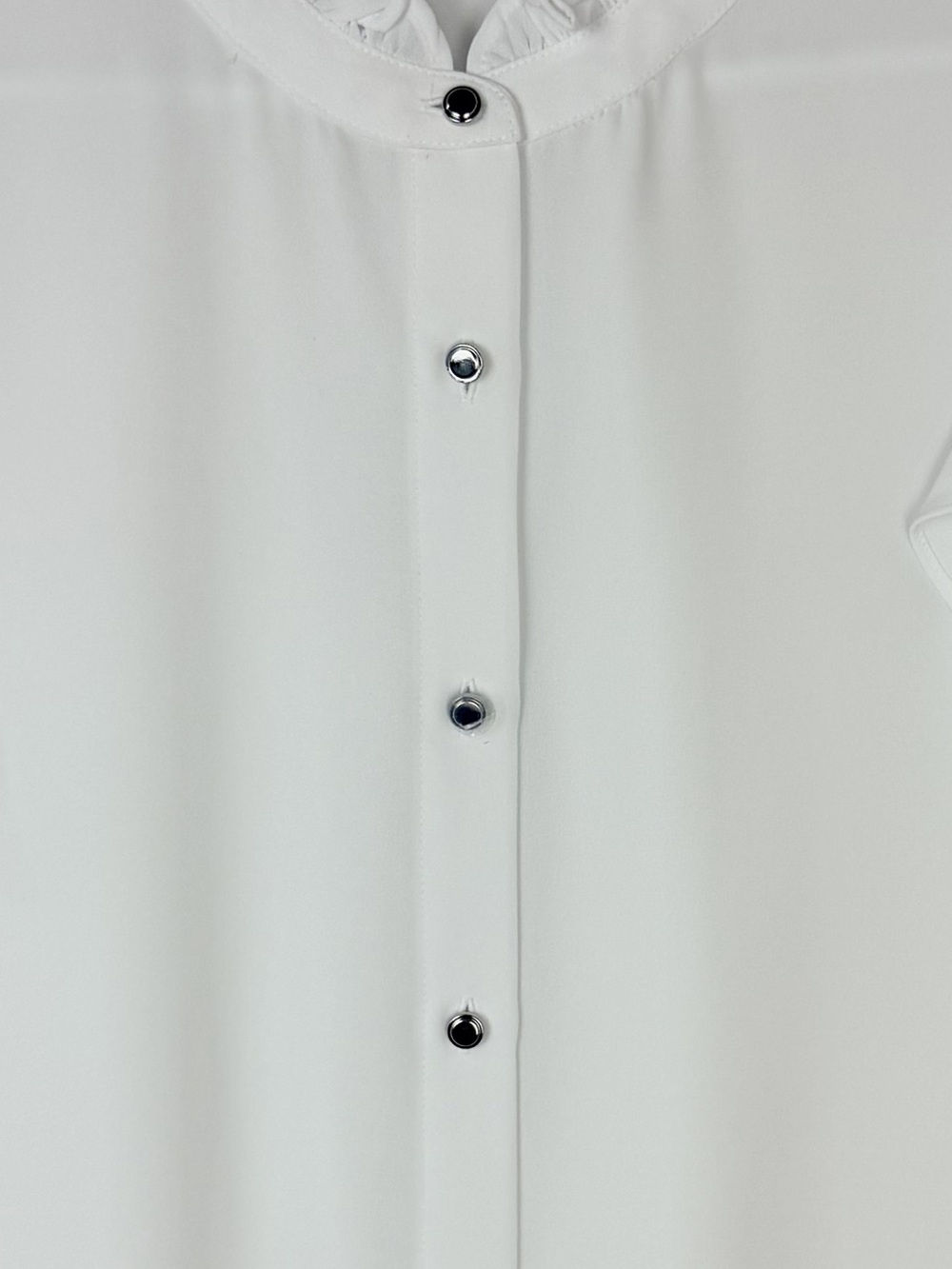 Calvin Klein White Ruffle Collar Flutter Cap Sleeve Button Front Blouse Top L - Picture 5 of 10